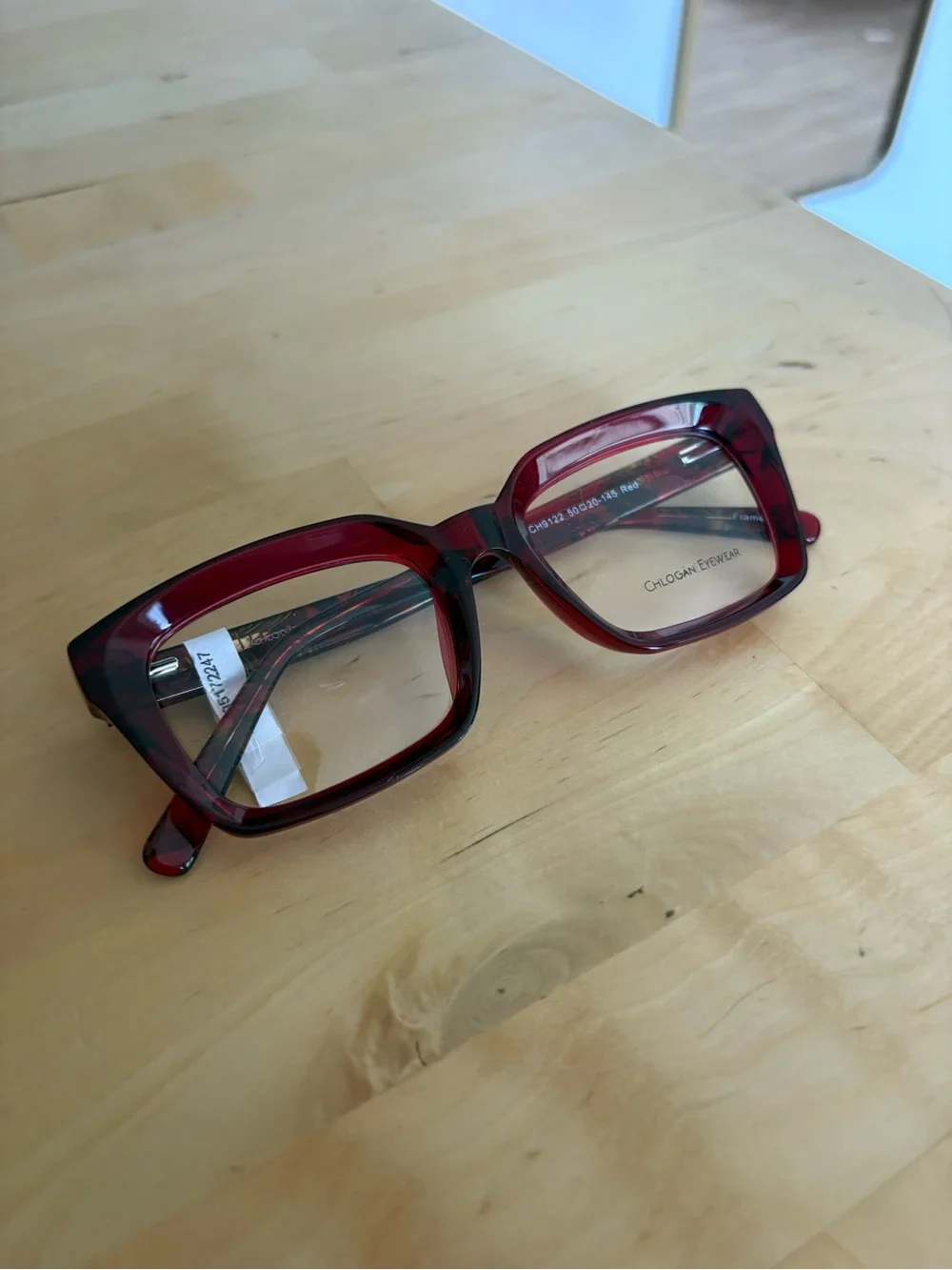 Chlogan Eyewear Red CH9122 Oversized Bold Square Eyeglass Frames 50-20-145 NWT